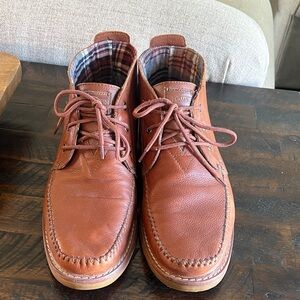 Toms Men's Tan Brown Chukka Boots Ankle Lace Up Full Grain Leather 13M Shoes
